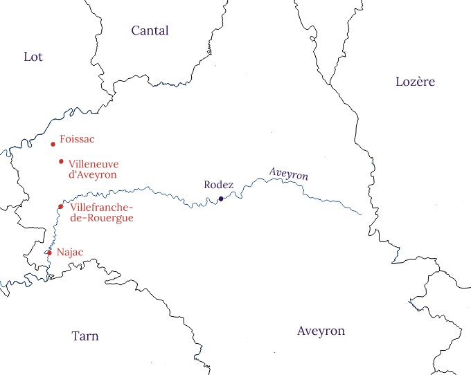 Carte ouest Aveyron